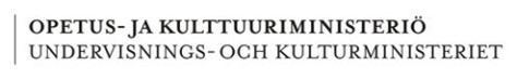 Musta teksti Opetus- ja kulttuuriministeriö Undervisnings- och Kulturministeriet.